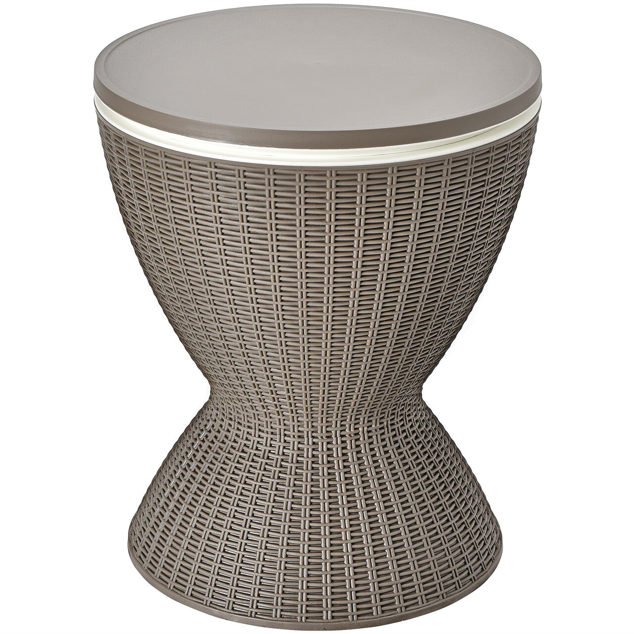 Adjustable Height Patio Ice Cooler Side Table 8 Gallon Rattan Look